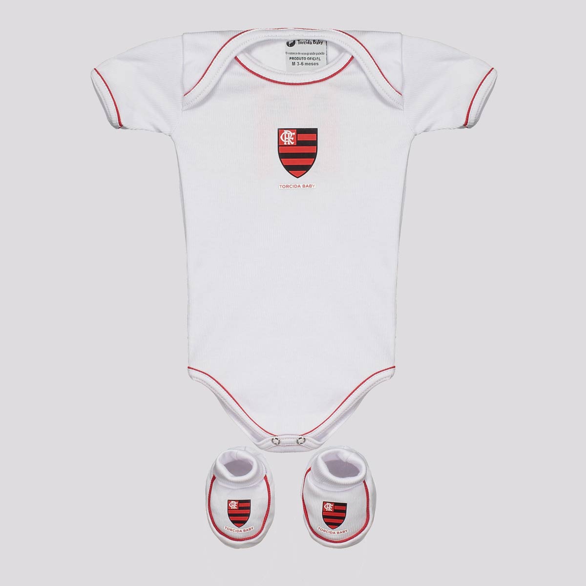 Kit Body Flamengo Basic Branco e Vermelho