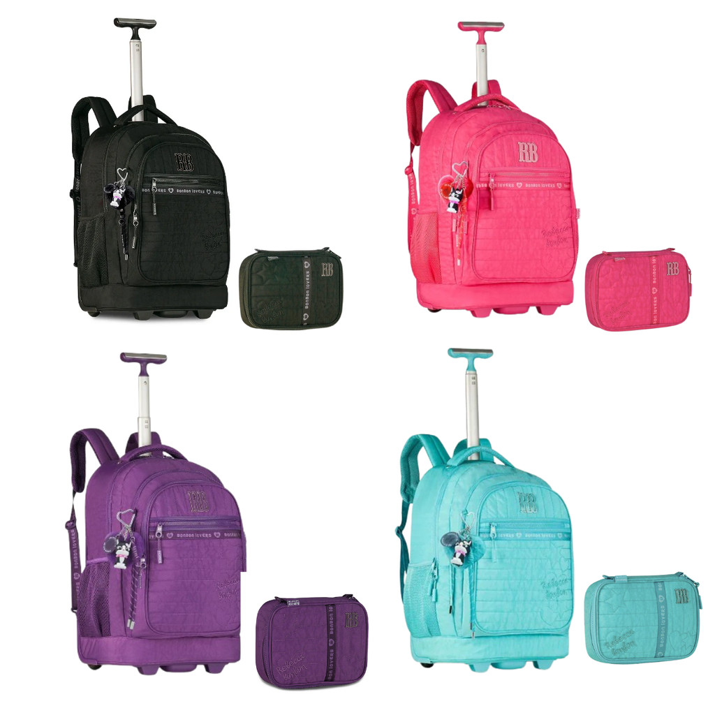 Kit Mochila de Rodinha Com Estojo Rebecca Bonbon Sweet Dreams- Clio Style