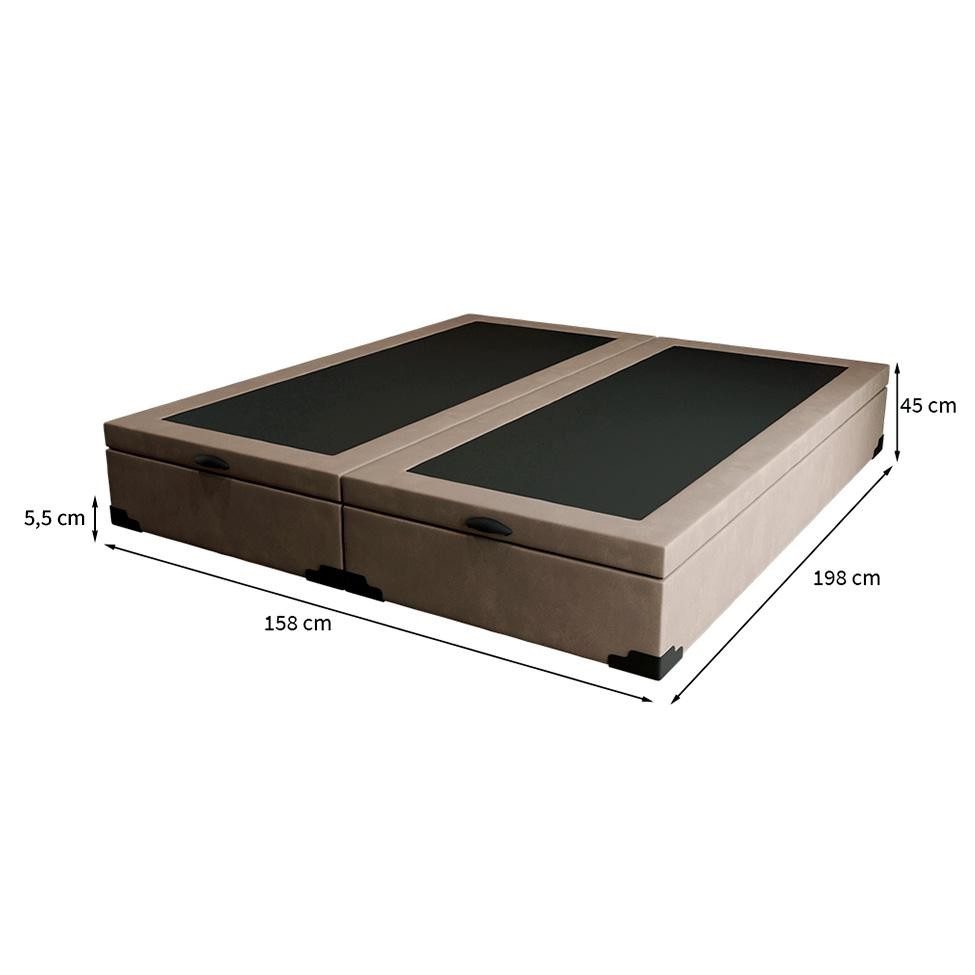 Foto 2 de Base para Cama Box Queen Maci com Baú Suede (45x158x198) Bege