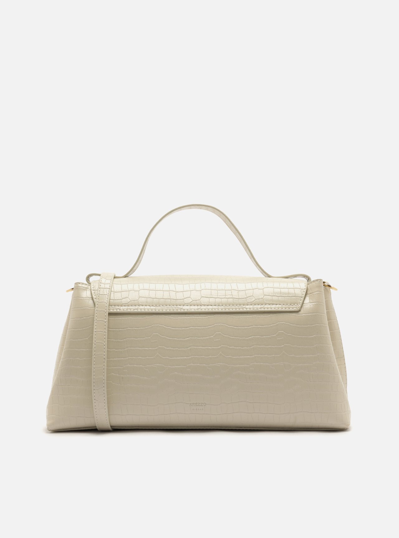 Foto 3 de Bolsa Tote Branca Fecho Dourado Croco