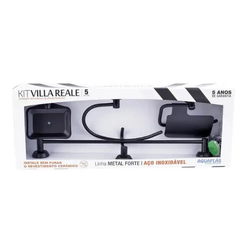 KIT VILLA REALE 5 PEÇAS BLACK MATTE "DUPLA FACE" AQUAPLAS