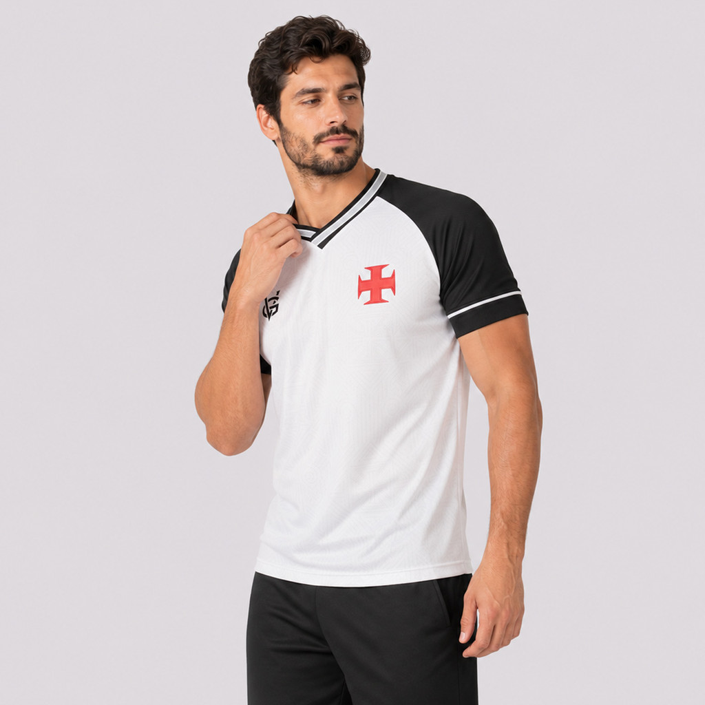 Foto 2 de Camisa Vasco Coração Vascaíno Branca e Preta