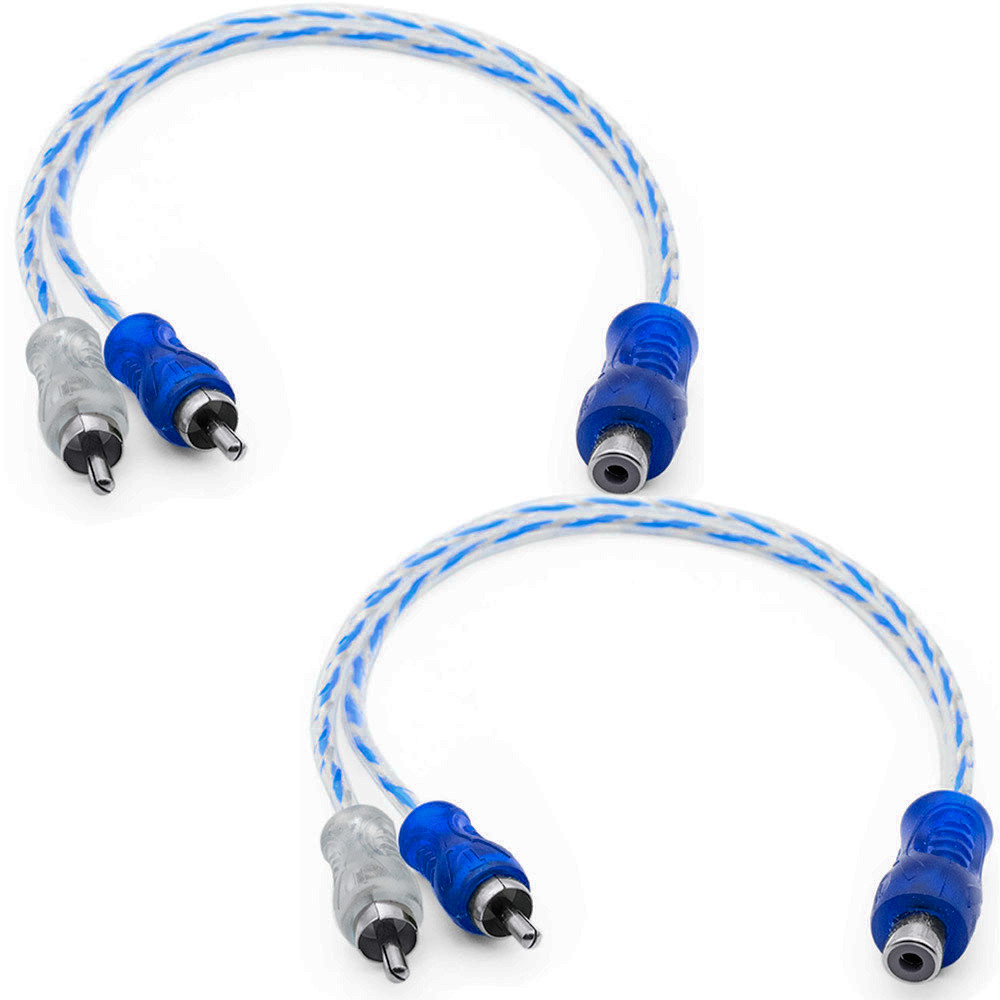 2 Cabo Y RCA Blindado 1 Femea 2 Macho Injetado Azul 4mm