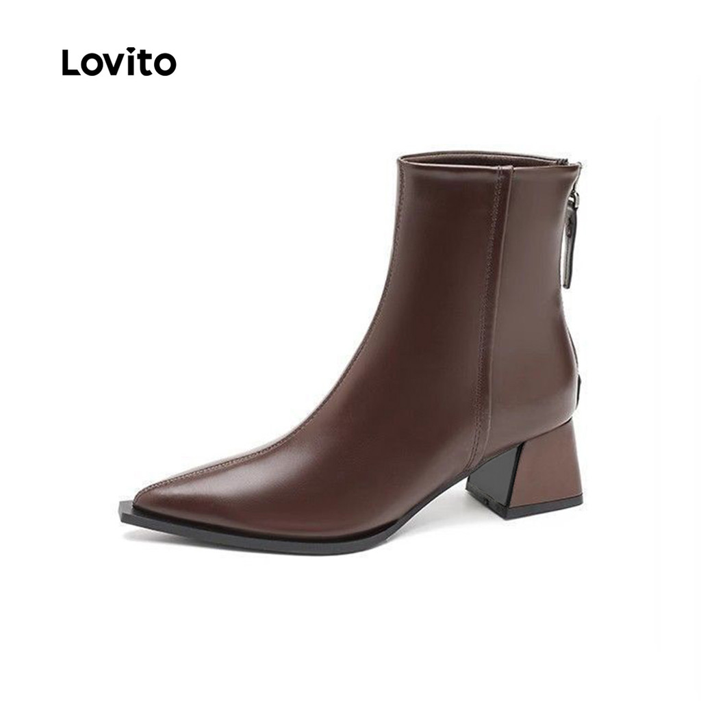 Lovito Marrom Elegante Botas de Textura para Mulheres LFA103123