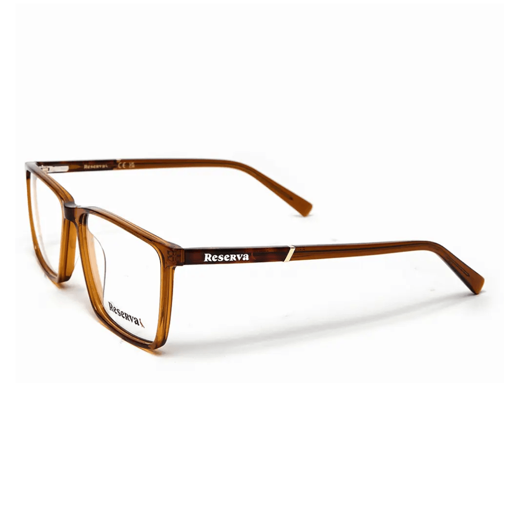 Armação de Óculos de Grau Reserva RSV2605 Masculino Retangular Acetato Marrom Cristal