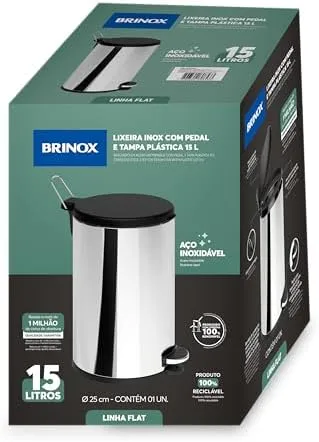 LIXEIRA INOX C/PEDAL 15L TP-PT