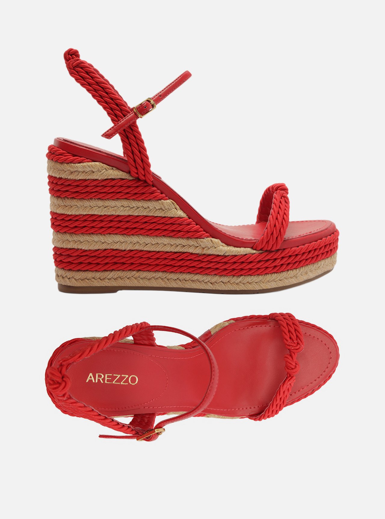 Foto 5 de Sandália Espadrille Vermelha Plataforma Natural