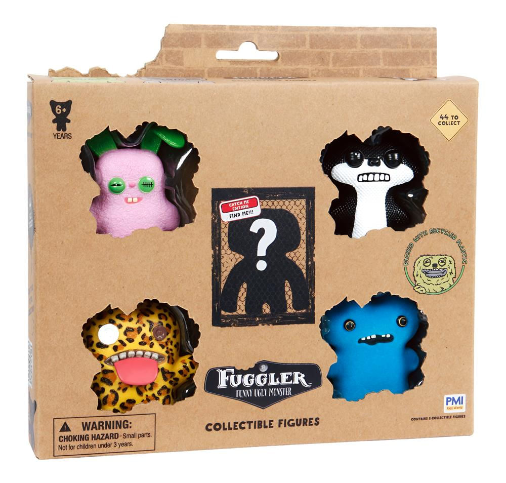 Kit com 5 Mini Bonecos Fuggler 6cm Azul, Onça, Rosa e Preto