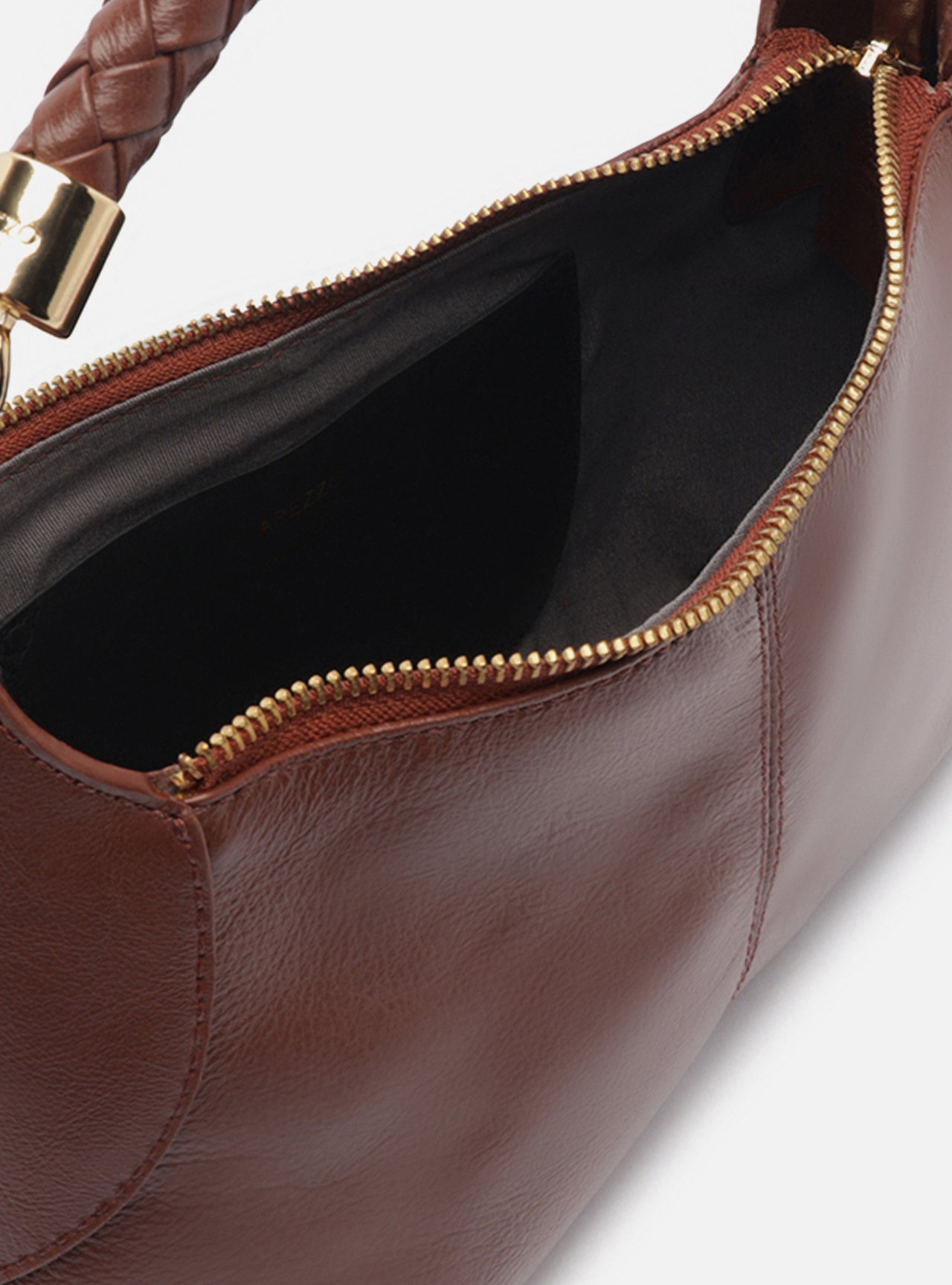 Foto 4 de Bolsa Tiracolo Marrom Couro Média Alça Tressê