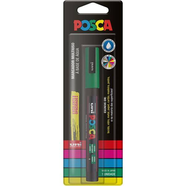 Pincel marcador ponta fina Posca verde Uniball BT 1 UN