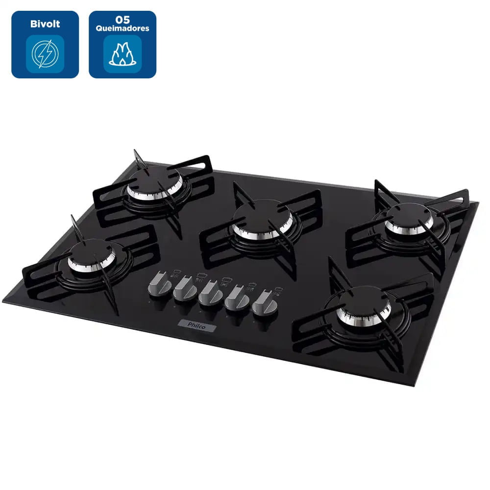 Foto 2 de Cooktop Philco 5 Bocas Cook Chef 5 Preto - Bivolt Bivolt