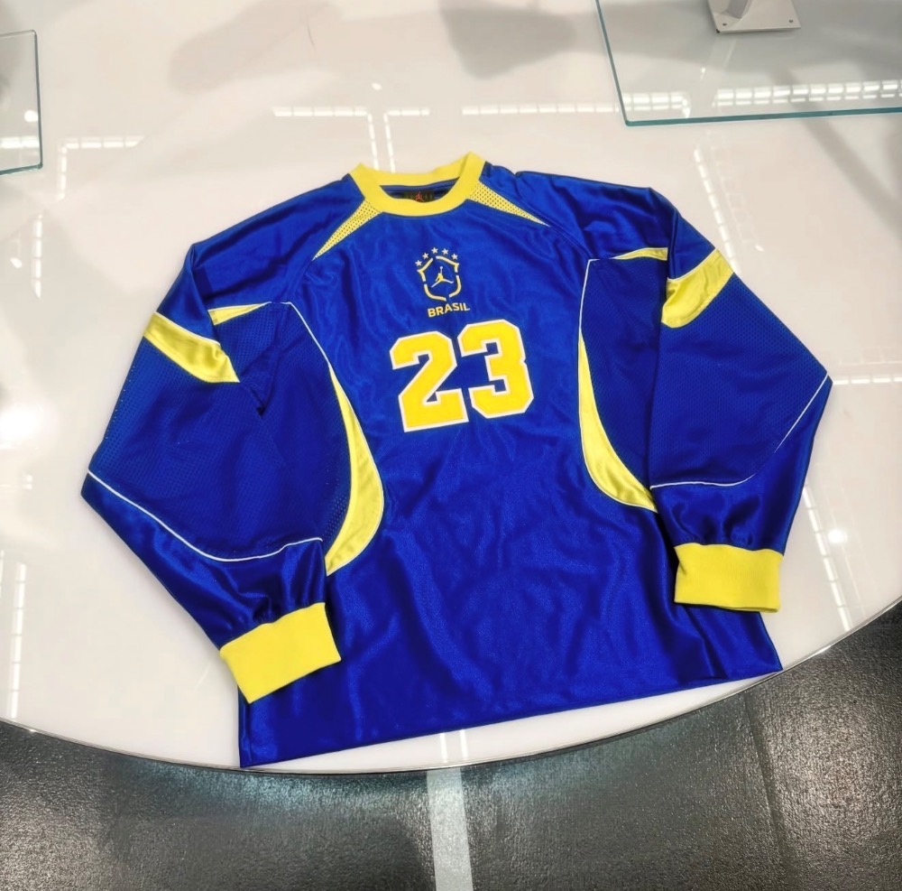 Camiseta Air Jordan Manga Longa Brasil Goleiro Blue — P, Novo