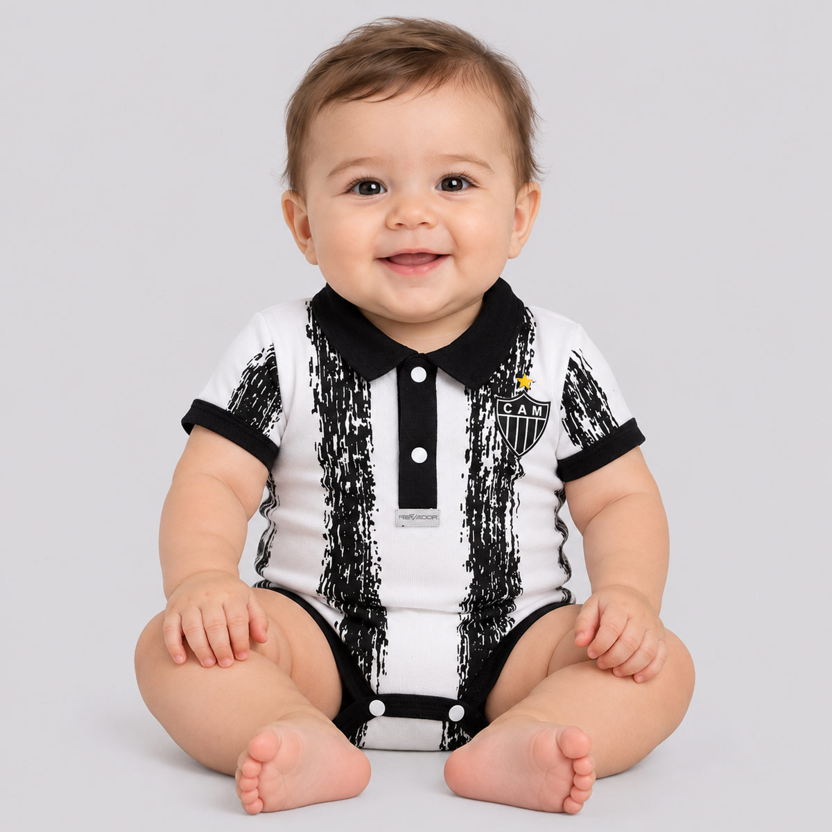 Body Atlético Mineiro Stripe Branco e Preto