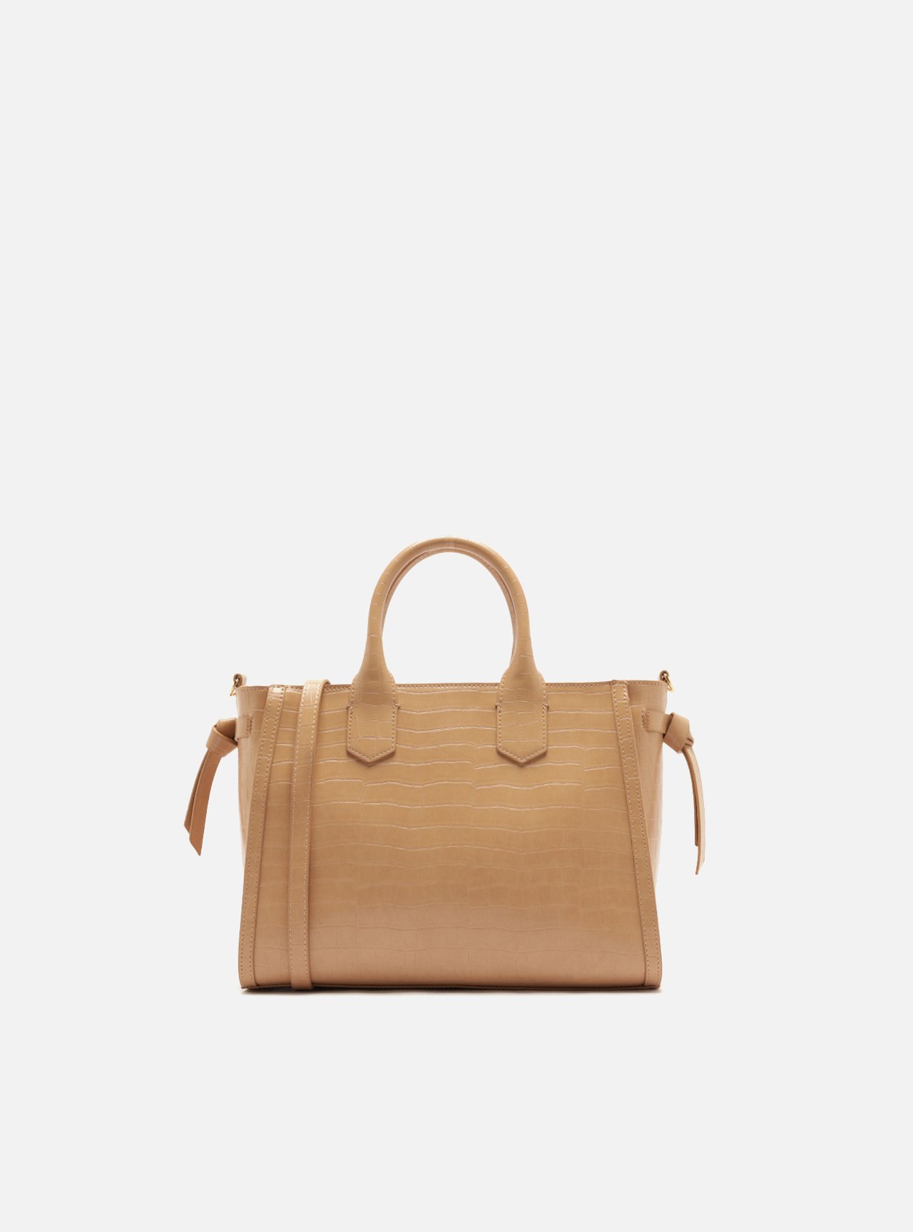 Foto 3 de Bolsa Tote Nude Média Croco Tiras