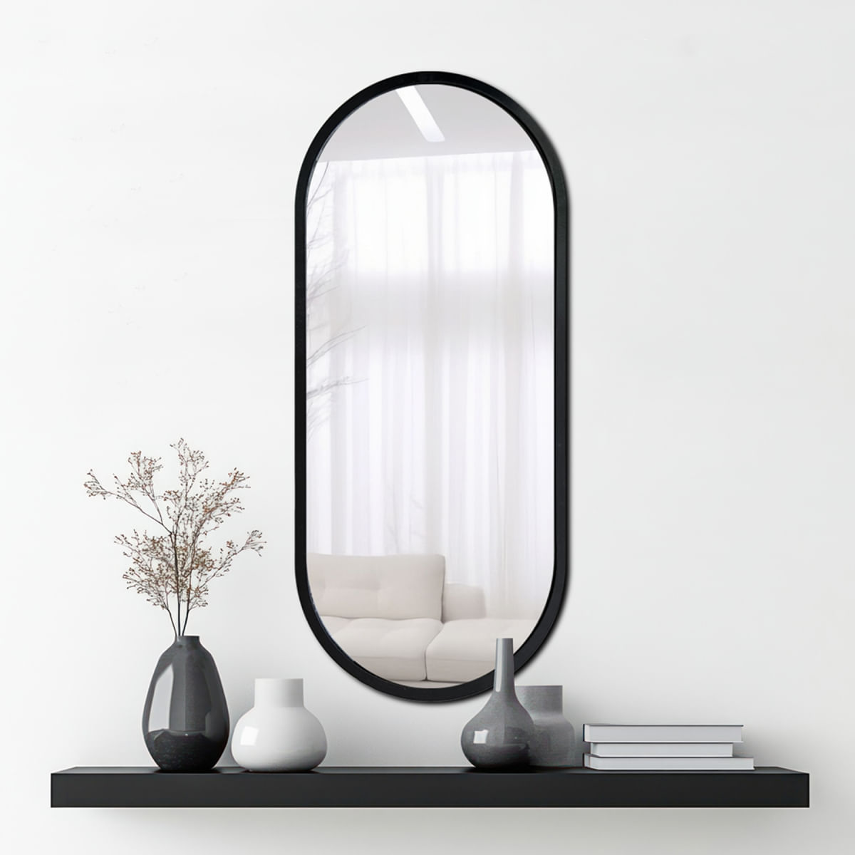 Espelho Decorativo Liam 70x30cm Preto