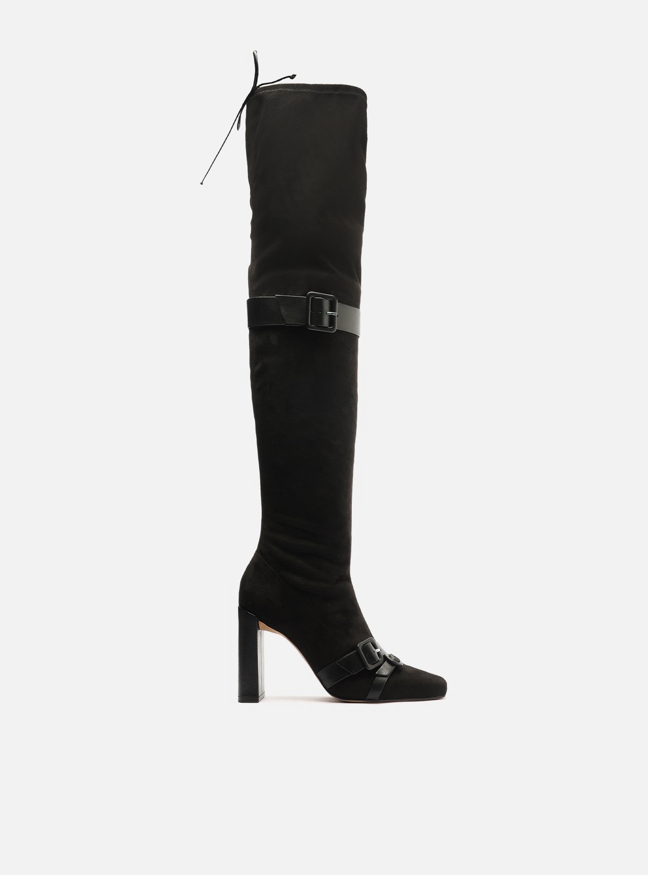 Bota Over Preta Nobuck Fivelas