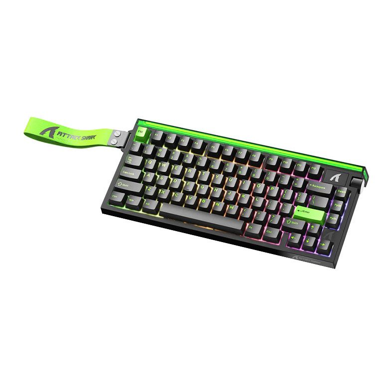 Teclado Mecanico Attack Shark R85 HE, RGB, Switch Magnetico Linear, Preto e Verde, R85-HE-BK-GREEN