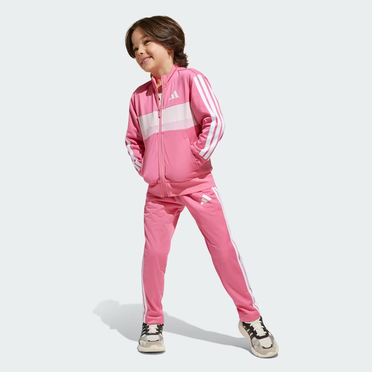 Agasalho Adidas Tiberio 3 Stripes Infantil Rosa