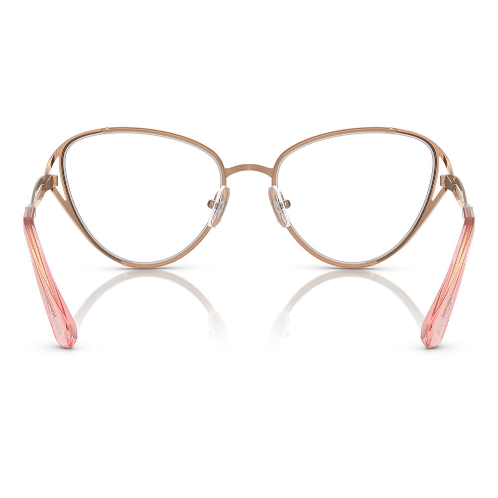 Foto 4 de Armação de Óculos de Grau Feminina Swarovski Gatinho SK1017 4014 Cor Rose Gold