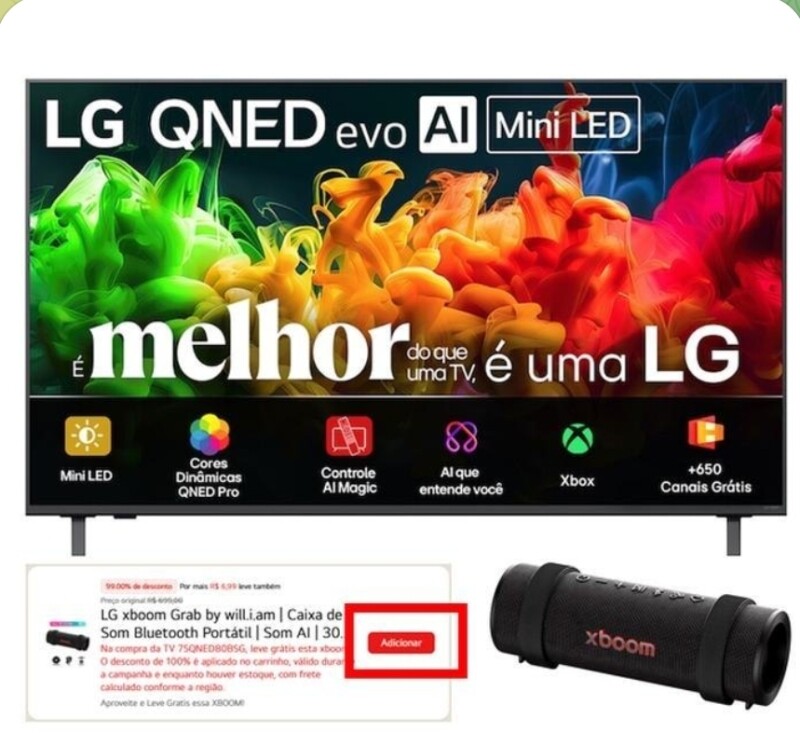 Smart TV LG QNED evo Mini LED AI 4K QNED80 75 polegadas 2026
