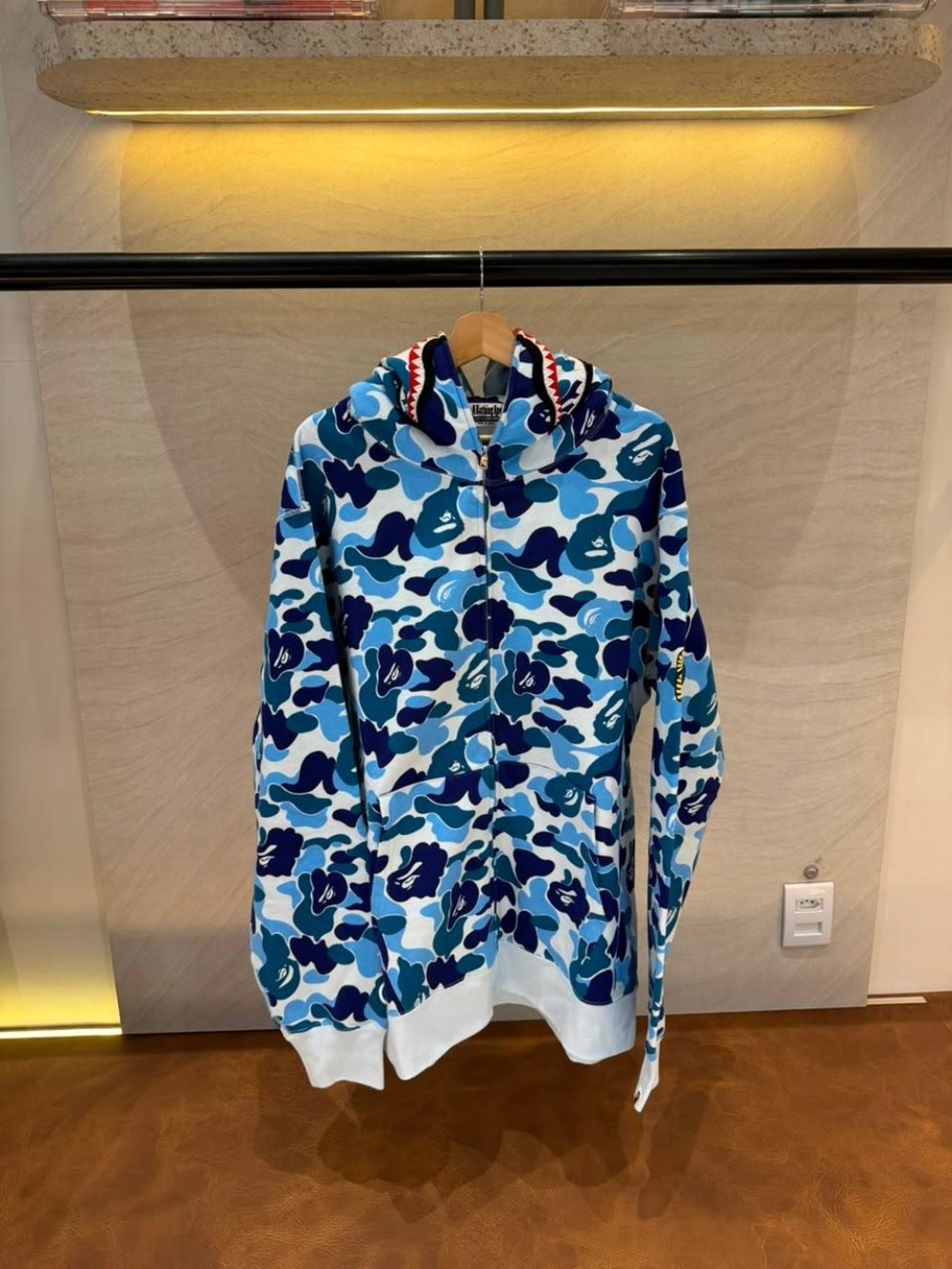 Moletom BAPE ABC Shark PONR Full Zip Hoodie Blue Camo — 3XG, Novo