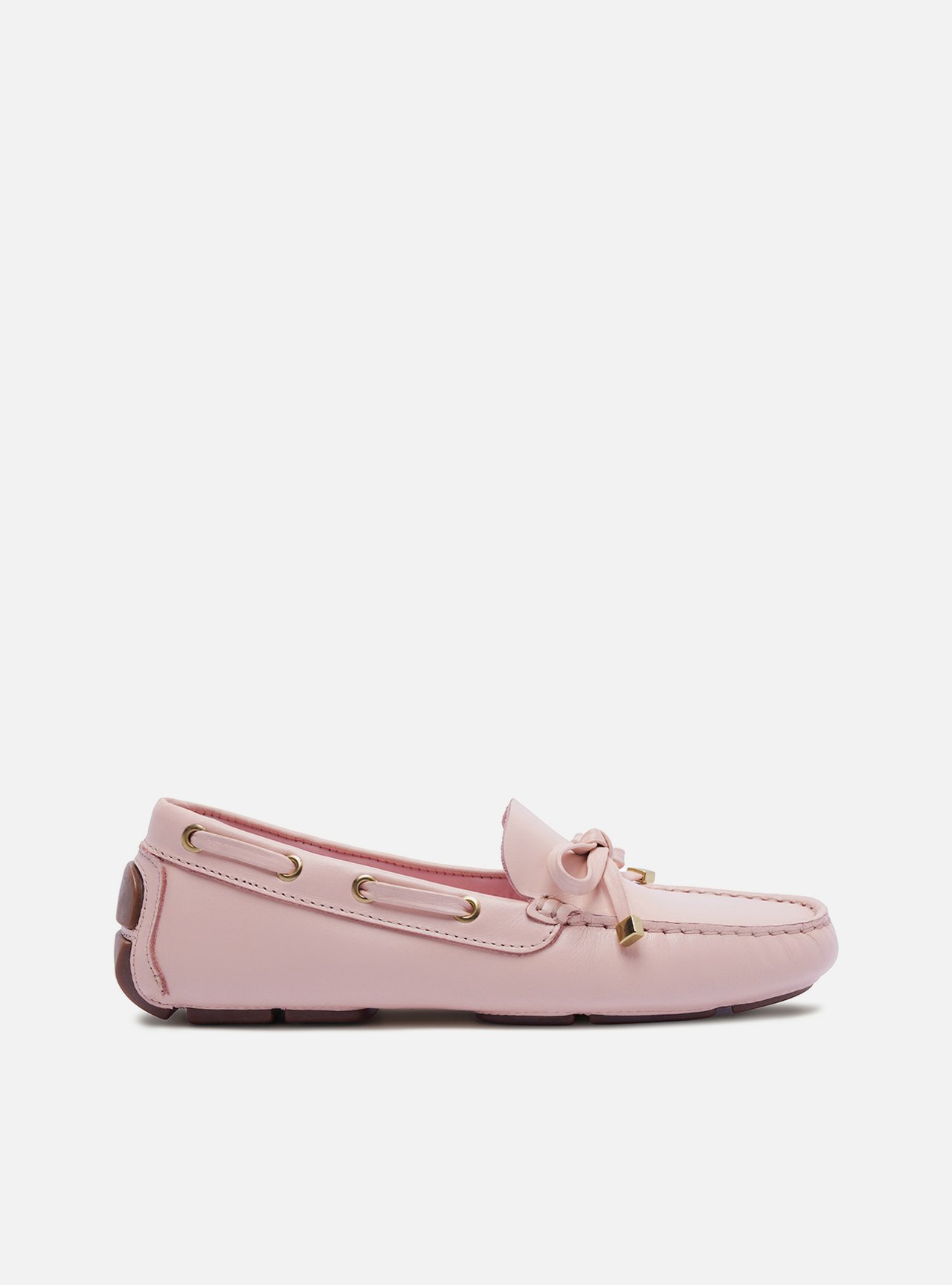 Mocassim Preta Bico Redondo Laço