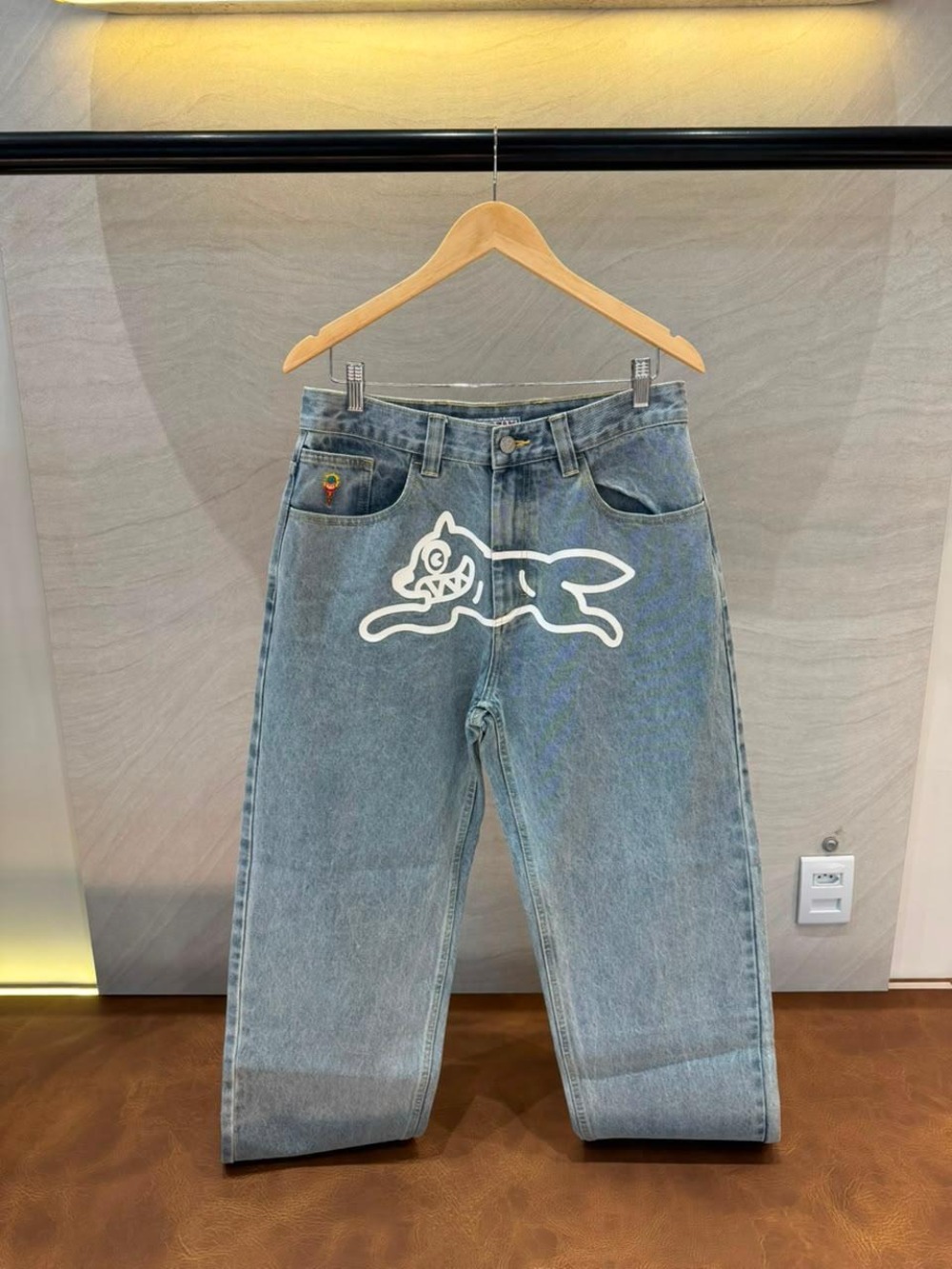 Icecream x END. Calça Running Dog Double Scoop Denim Blue — 42, Novo