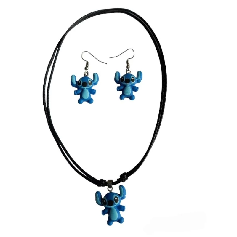 Conjunto Colar E Brinco Stitch & Angel
