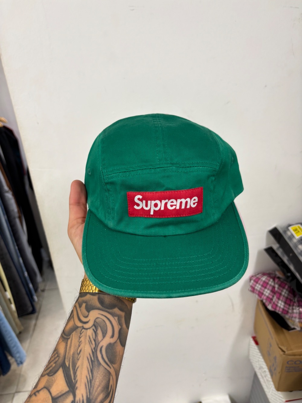 Boné Supreme Washed Chino Twill Camp Green FW26-W1 — Único, Novo