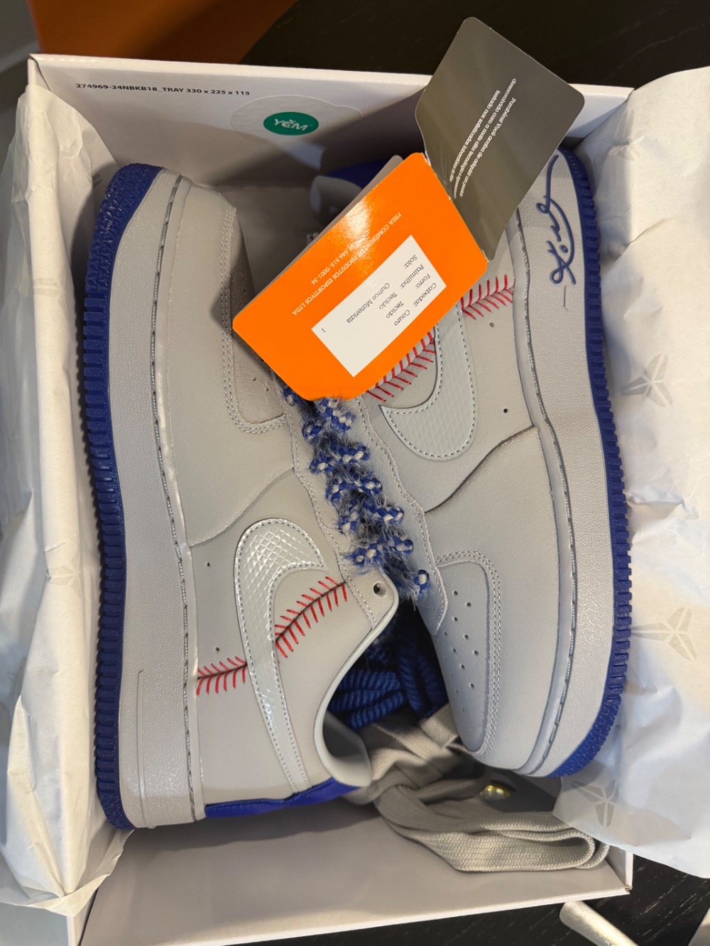 Kobe Bryant x Nike Air Force 1 Low Protro Dodgers Wolf Grey Rush Blue — 41, Novo
