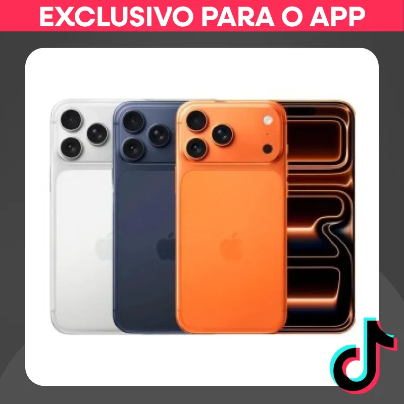 iPhone 17 ProPro Max 256512GB 5G Câmera Tripla 48MP Tela 6.9" Super Retina XDR