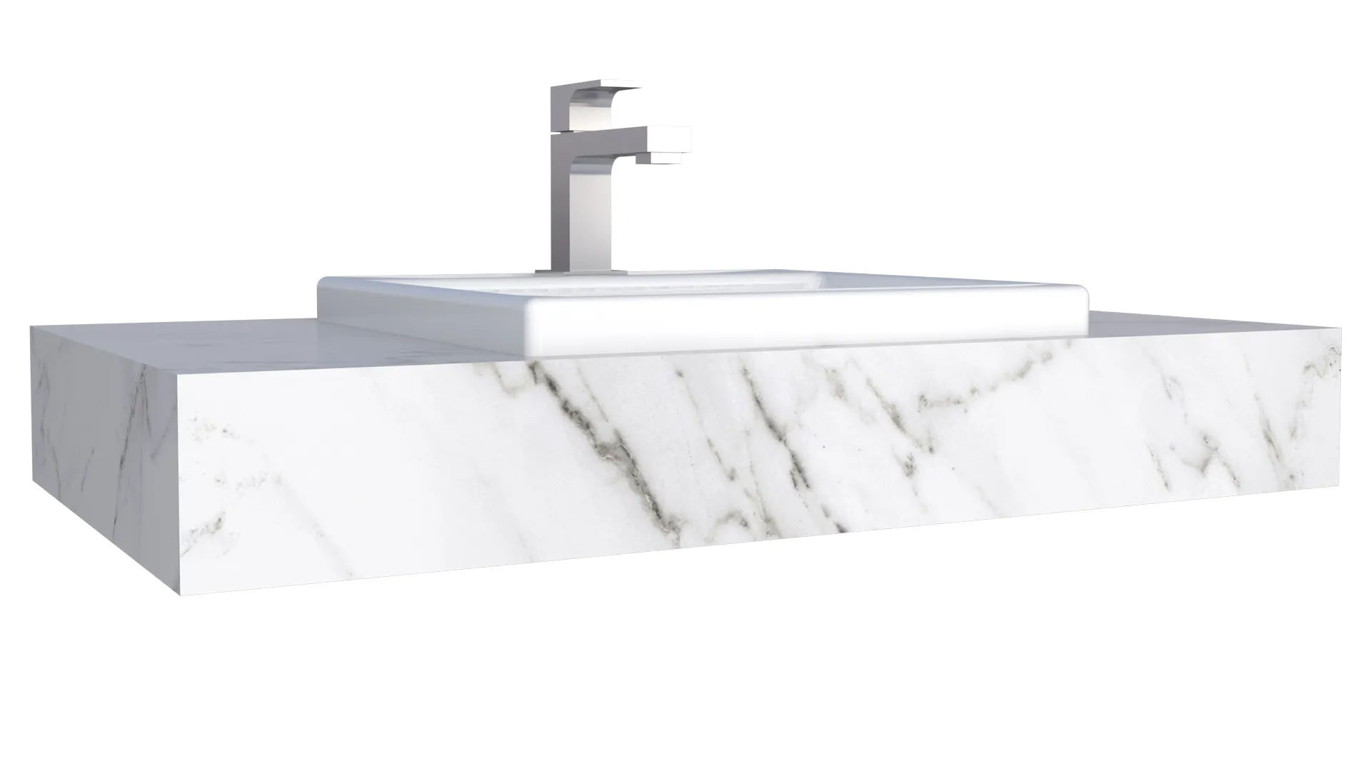 Bancada Porcelanato Arati 80Cm Branco Com Louca Cozimax