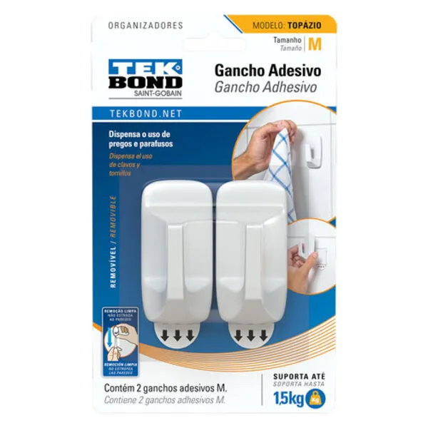 GANCHO TOPAZIO DE PLAST BRANCO M TEKBOND