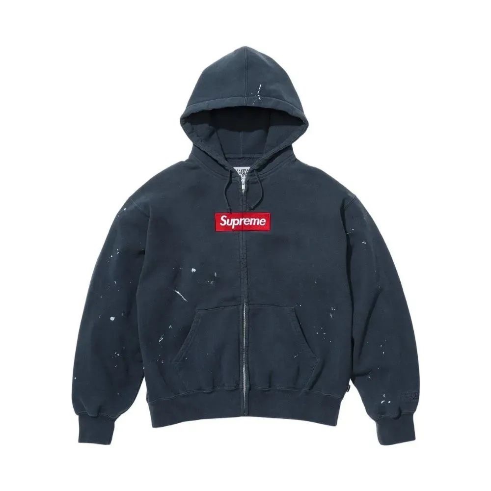 Maison Margiela x Supreme Jaqueta Box Logo Zip Up Navy SS26-W4 — P / G / XG, Novo