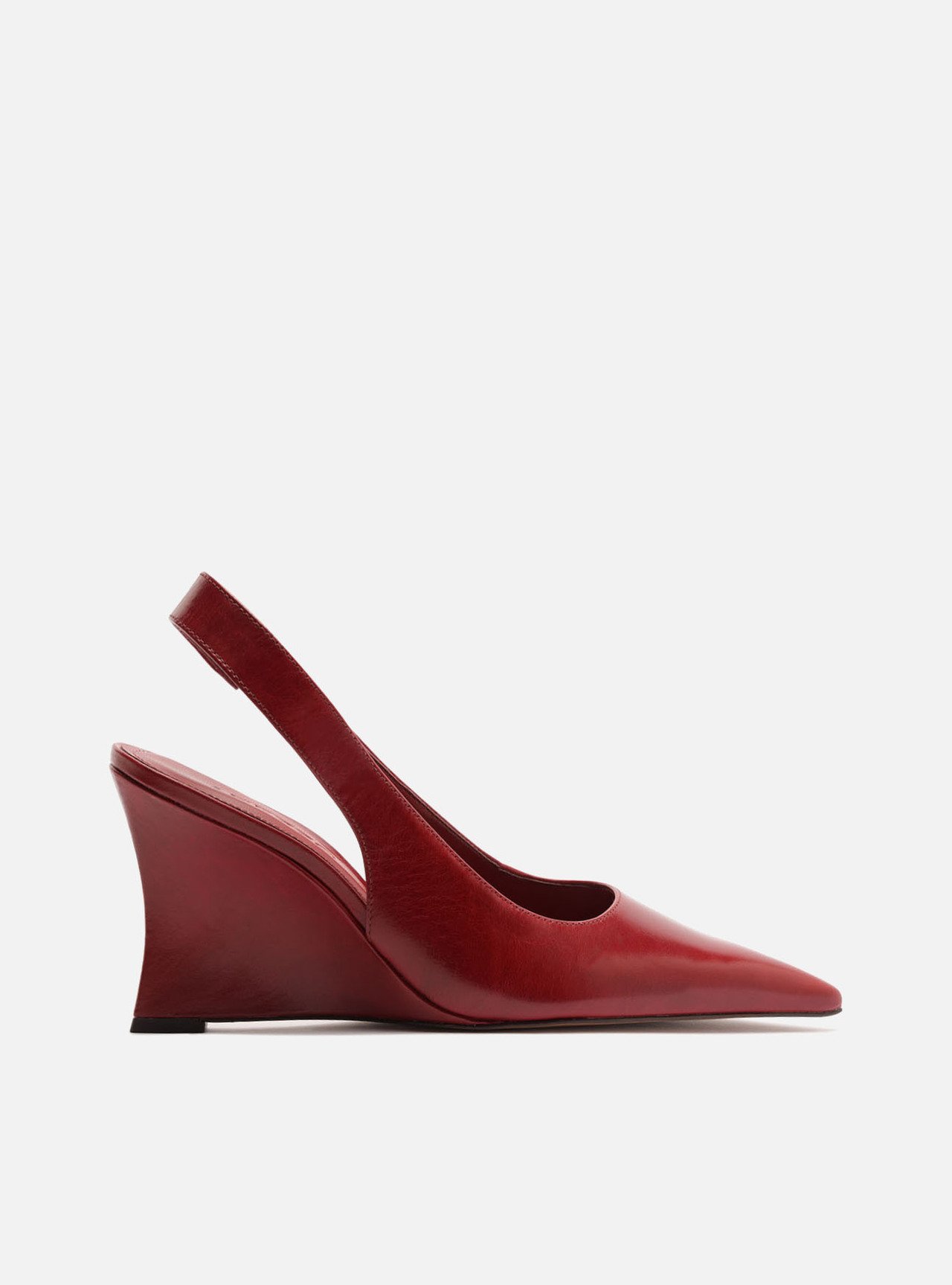 Scarpin Vermelho Couro Anabela Slingback