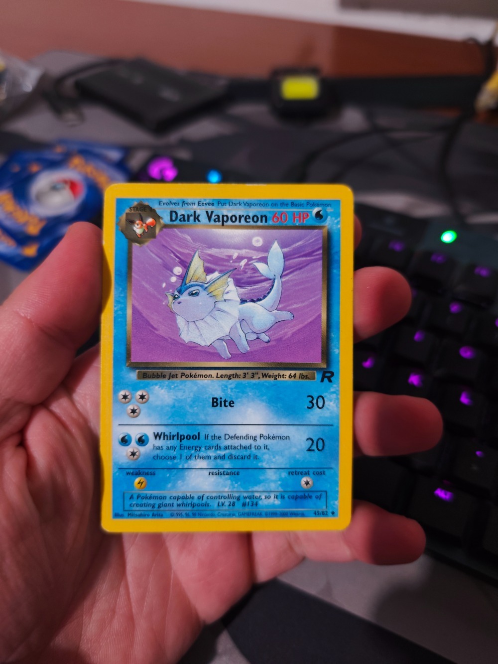 Dark Vaporeon (45/82) Team Rocket Pokémon TCG — Lightly Played, Usado