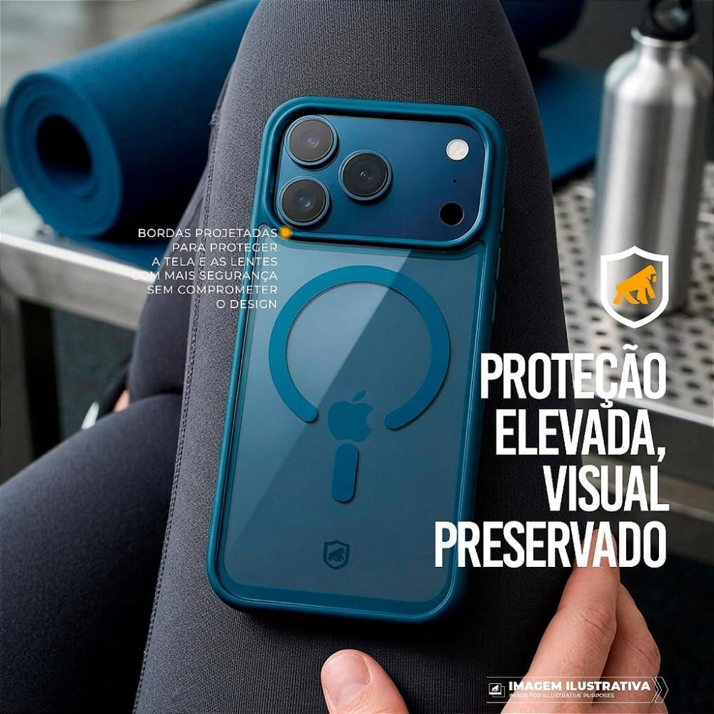 Foto 4 de Capa case capinha para iPhone 18 Pro Max - Magsafe Wave Transparente - Azul - Gshield