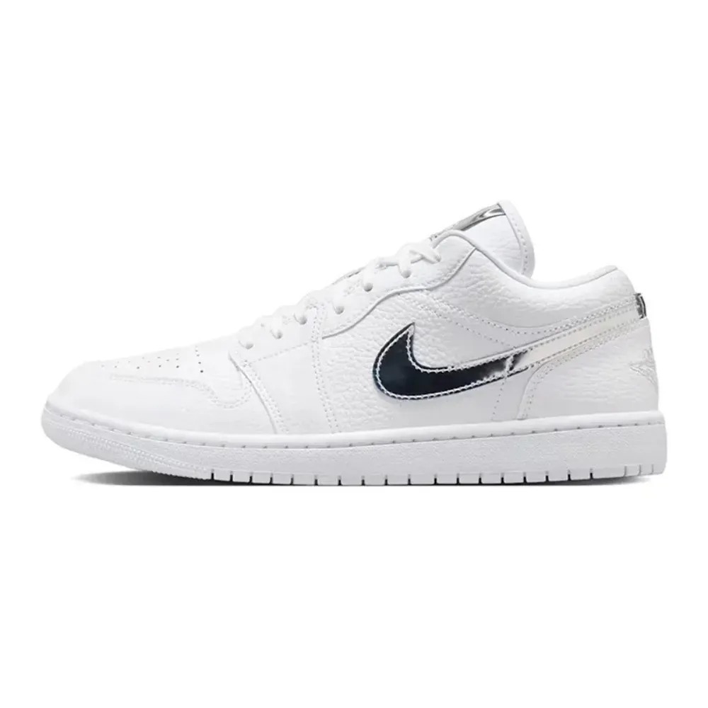 Air Jordan 1 Low SE White Metallic Silver Feminino — 36, Novo