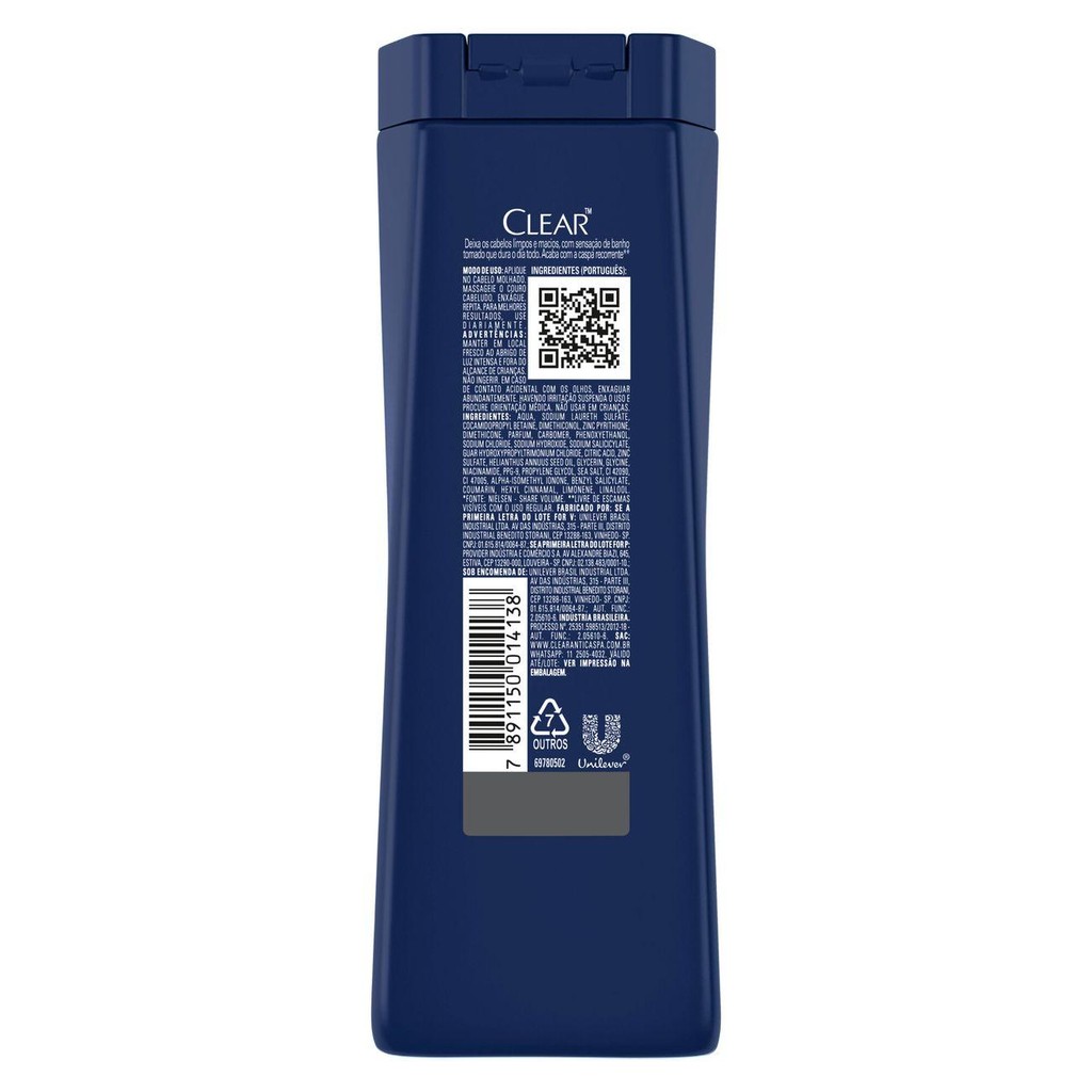 Foto 2 de Shampoo Anticaspa Clear Men Limpeza Diária 2 em 1 400ml