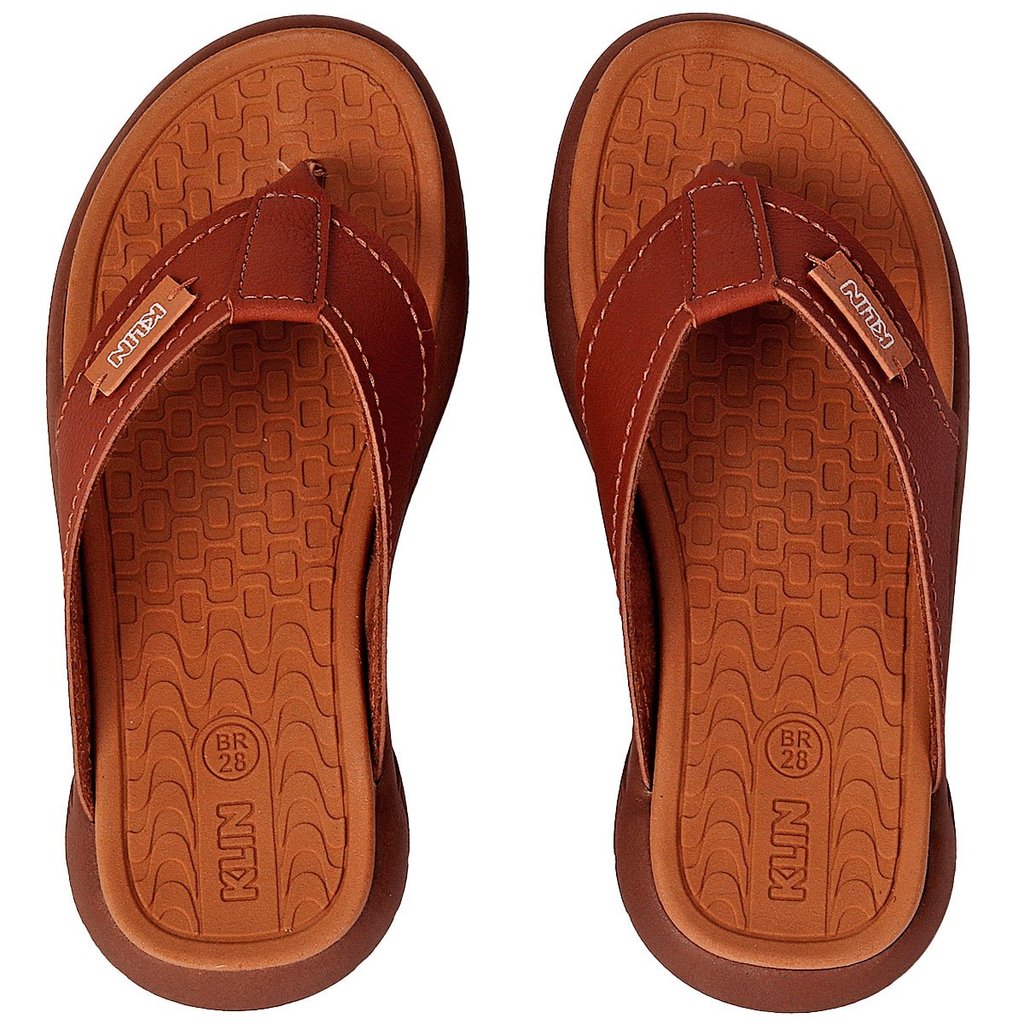 Chinelo Klin Infantil Masculino Marrom Caramelo Sandália Dedo Confortável Menino Verão Praia Piscina