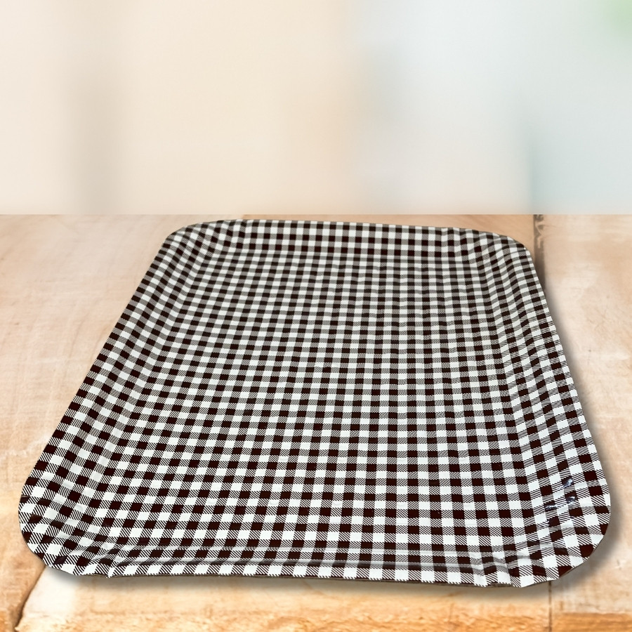 Prato Retangular Laminado - Xadrez Marrom- 33x40,5cm - 1 unidade - Rizzo