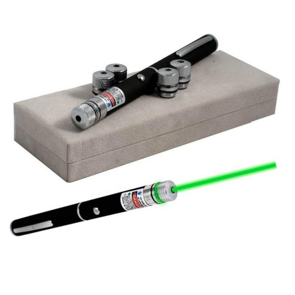 Caneta LASER Verde Pointer com 5 Ponteiras de Efeitos 5000mW