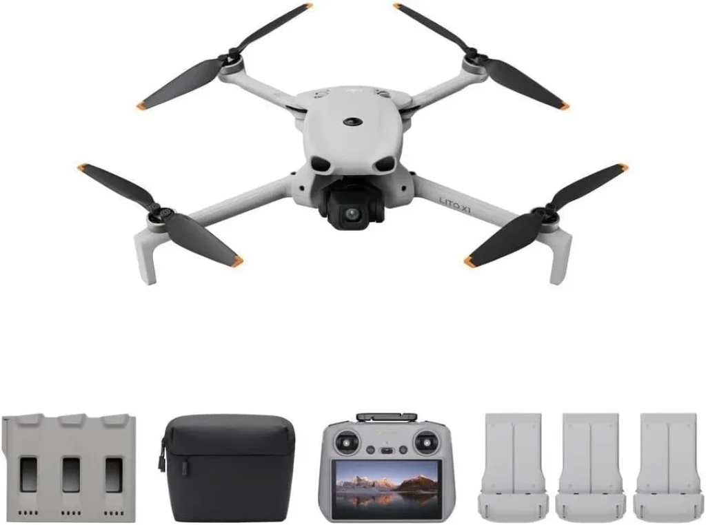 Drone DJI Lito X1 Fly More Combo BR, Controle com tela (DJI RC 2) – 4K/60 FPS HDR, 42GB Interno, Detecção de Obstáculos Omnidirecional, 3 Baterias (Até 36 minutos cada), 15km, Hub
