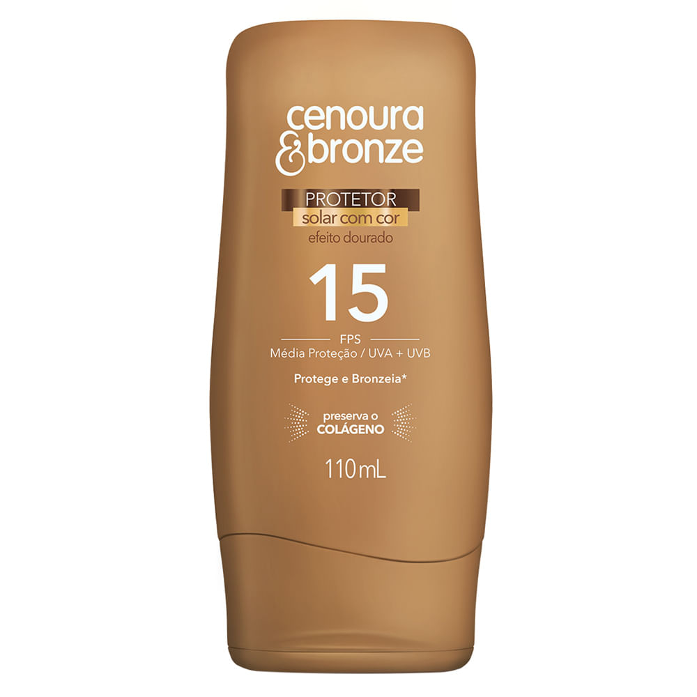 Protetor Solar Cor Dourado FPS15 Cenoura e Bronze — 110ml