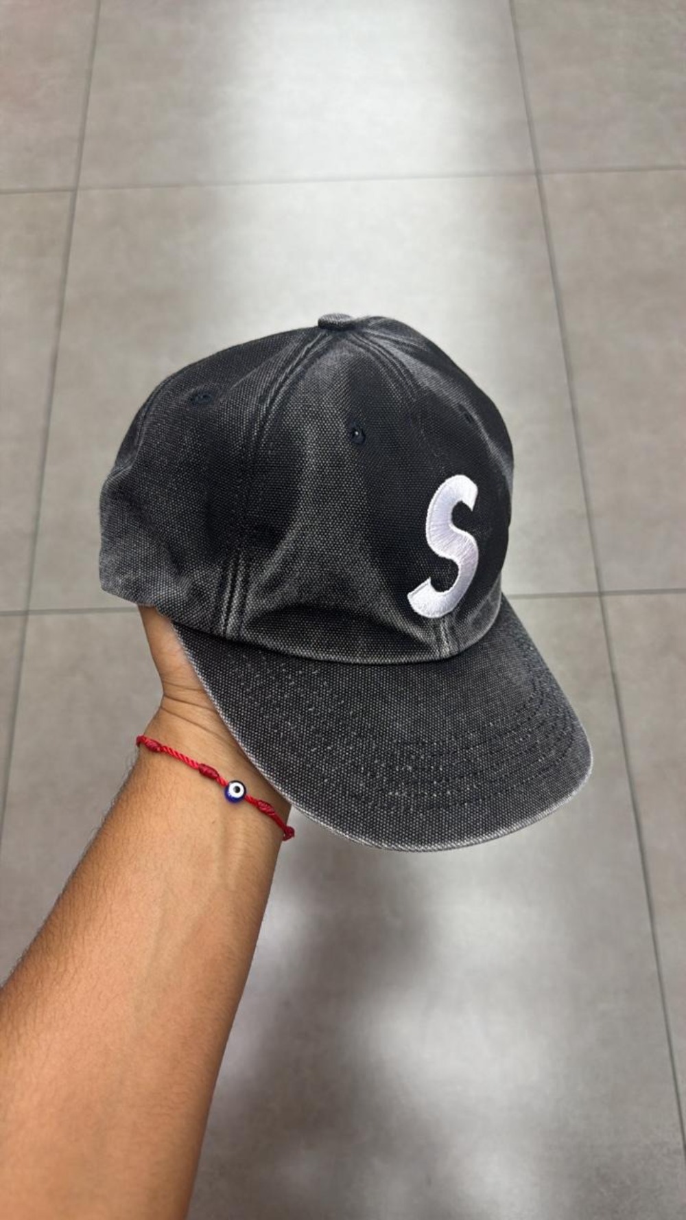 Boné Supreme Pigment Coated S Logo 6-Panel Black SS26-W5 — Único, Novo