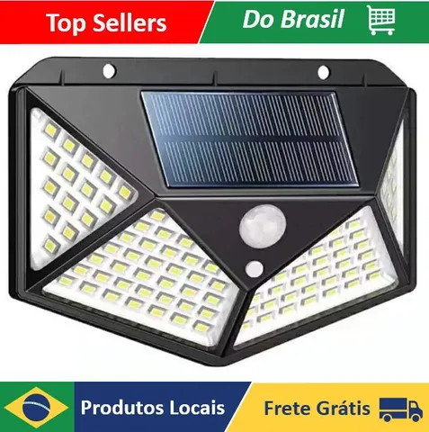 [Grupo de 3] Luminária de Parede Solar 100 LED Sensor 3 Funções