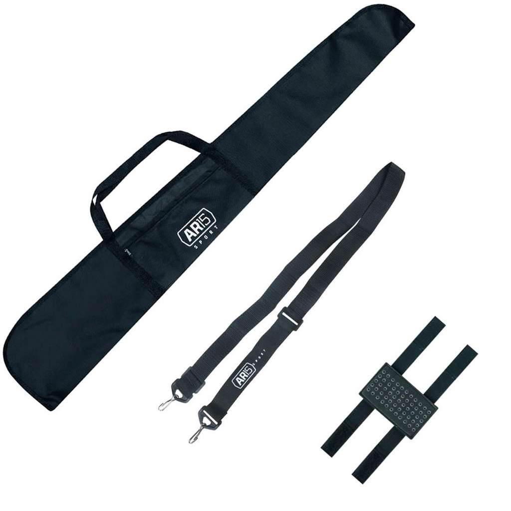 Capa para Transporte Simples 120cm + Bandoleira 2 Pontas Preta + Porta Chumbinho 5.5mm AR15 Sport