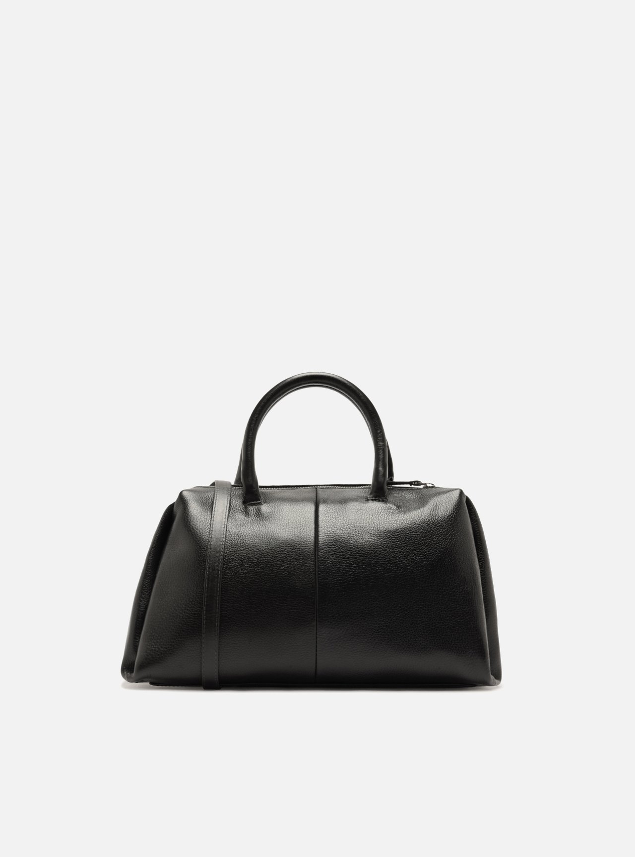 Foto 3 de Bolsa Tote Preta Couro Média Metais