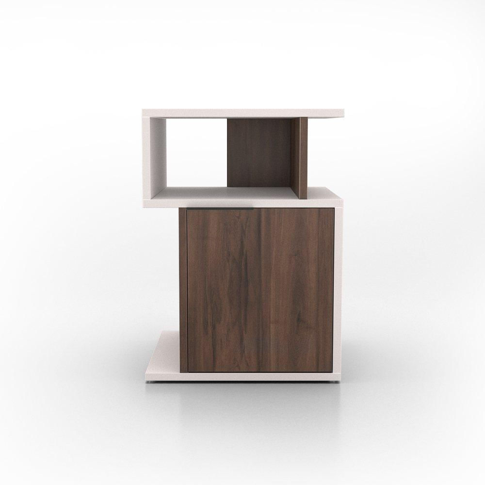 Mesa de Cabeceira Movêu Verona Madeira Escura e Branca