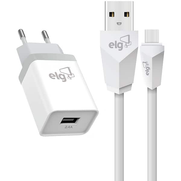 Carregador de tomada c/1 saída USB + cabo USB-C Elg CX 1 UN